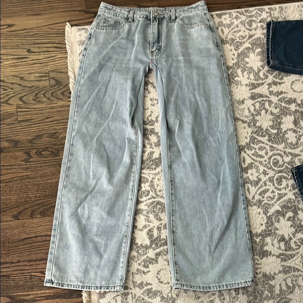SHEIN Gray Flare Wide Leg Jeans